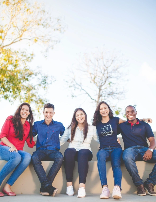 Group of happy friends in a park
